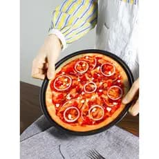 Assadeira de pizza redonda antiaderente assadeira doméstica comercial panela de pizza 20 23 27 30 33 40cm conjunto de fe
