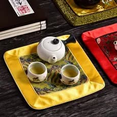 Novo chinês Retro quadrado seda almofada de isolamento térmico coaster chá coaster roxo pote de argila ferro almofada ti