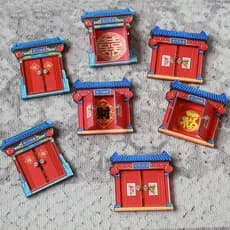 Antigo tamanho grande criativo gelo Hutong pendurado flor porta geladeira adesivo chinês requintado tridimensional porta