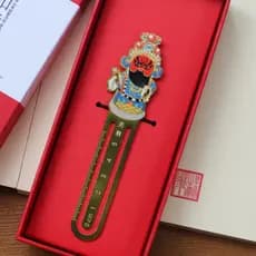 Estilo chinês vermelho Peking Opera Facebook marcador caixa de presente vermelha tradicional Drama marcador presente par