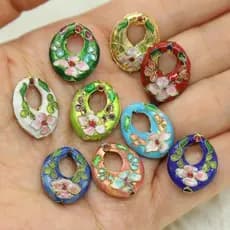 Requintado Cloisonne filigrana esmalte colorido flor anel de seda contas soltas artesanal DIY jóias pulseira colar espaç