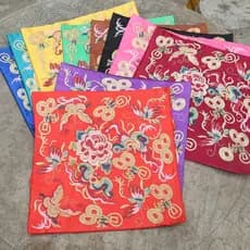Estilo chinês quadrado requintado bordado moeda de cobre flor borboleta remendo tecido antigo bordado peça acessórios de