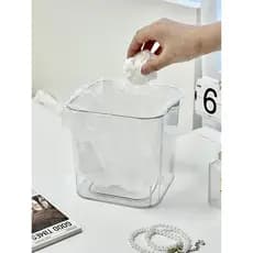 Lixeira de mesa transparente pequena mini caixa de armazenamento de mesa escritório estudante crianças cesta de papel sa