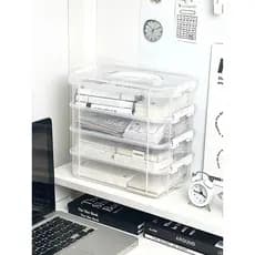 Desktop caixa de armazenamento portátil estudante compartimento transparente empilhamento acessórios para o cabelo caixa