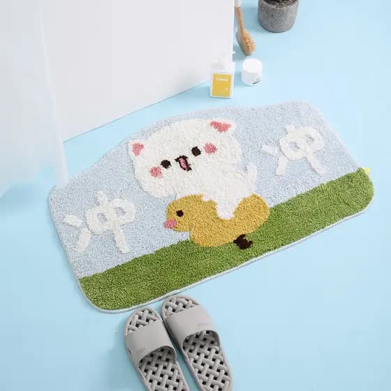 Gato pêssego banheiro entrada pé tapete antiderrapante porta quarto doméstico tapete absorvente tapete do banheiro