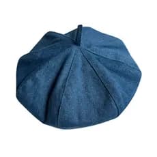 Boina jeans azul feminina verão chapéu de abóbora japonês mostrando rosto pequeno influenciador pintor chapéu cor sólida
