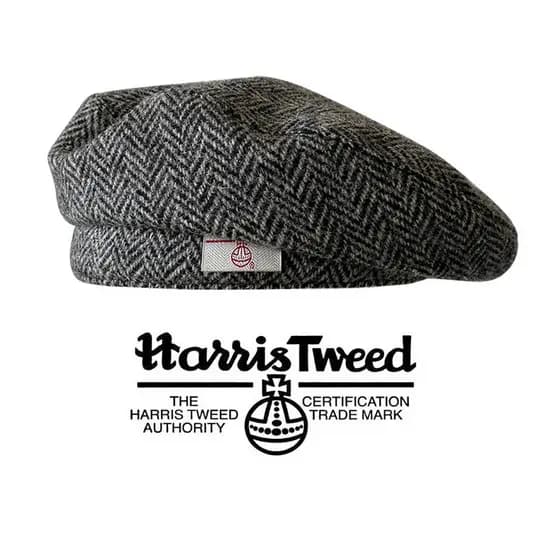 100% lã pura Harris outono inverno padrão espinha de peixe boina HarrisTweed estilo britânico pintor chapéu feminino