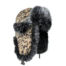 Inverno novo estilo quente menina estilo leopardo impressão Lei Feng chapéu moda quente pulôver à prova de frio nordeste