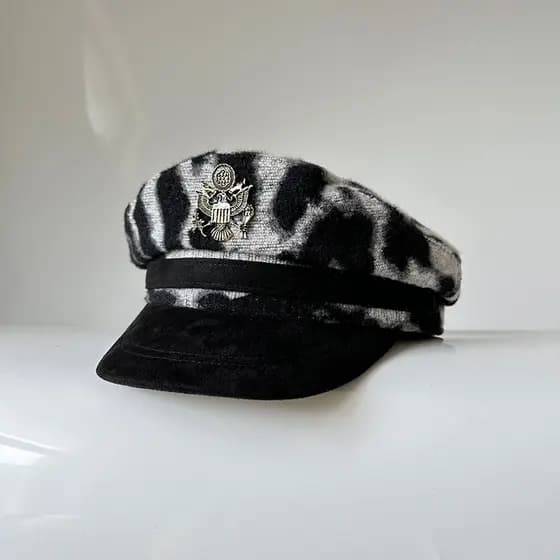 24 outono novo estilo leopardo impressão chapéu feminino moda quente estilo menina capitão chapéu All-Match compras mari