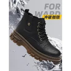 Botas Martin de couro genuíno masculino outono inverno botas curtas masculinas de cano médio na moda botas de couro de n