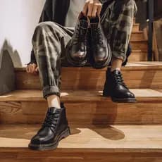 Martin botas masculinas de cano alto forro de lã de inverno sapatos masculinos da moda 2026 novas botas curtas de couro