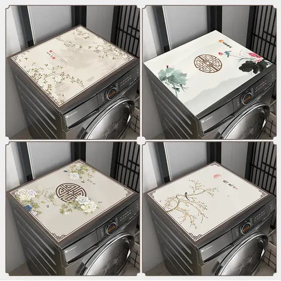 Novo estilo chinês tambor máquina de lavar roupa capa Anti-poeira capa de pano toalha à prova dwaterproof água tapete de