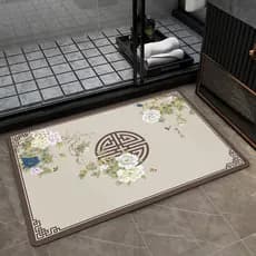 Novo estilo chinês lama diatomácea tapete macio banheiro antiderrapante pé tapete doméstico porta do banheiro absorver á