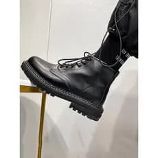 Ultra-leve sola macia Mid-Top seis buracos Martin botas tamanho grande botas de couro genuíno masculino 45 preto 46 ferr