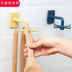 Gancho giratório de cozinha, espátula, colher, cabide de parede, rack de armazenamento multifuncional, sem perfuração, s