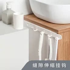 Gancho de cozinha sem perfuração retrátil Gap fixado na parede Pull-Out gancho pegajoso armário de toalete pequena filei
