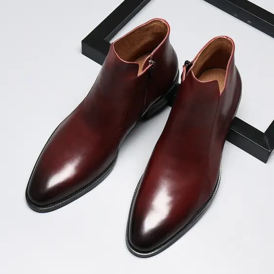 W inverno masculino Casual sapatos de couro de alta qualidade masculino apontou Toe britânico velo-velo Martin botas de