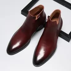 W inverno masculino Casual sapatos de couro de alta qualidade masculino apontou Toe britânico velo-velo Martin botas de