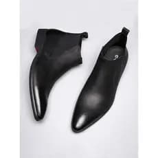 W Inverno Versão Coreana Sapatos Masculinos De Couro De Cano Alto Masculino Dedo Apontado Botas De Couro Genuíno Botas M