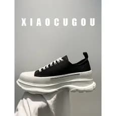 Casal McQueen sapatos de lona masculino novo estilo All-Match respirável sapatos casuais de sola grossa sapatos brancos