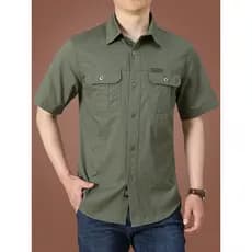 Camisa masculina de manga curta de algodão puro primavera verão solta Casual meia manga camisa masculina 2025 novo estil