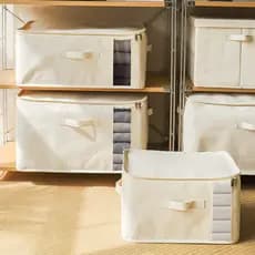 Tecido roupas arrumado caixa de armazenamento doméstico transparente lona quarto roupas colcha saco de armazenamento à p