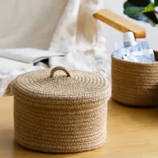Cesta de armazenamento japonesa com tampa, cesta organizadora de máscara cosmética, caixa de armazenamento de artigos di