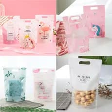 Saco com zíper artesanal floco de neve crocante Nougat saco de papel leite data biscoitos alimentos lanches cozimento sa