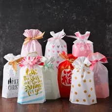 Saco de embalagem de biscoito saco de cordão doces floco de neve crocante Nougat lanche saco de cordão saco de presente