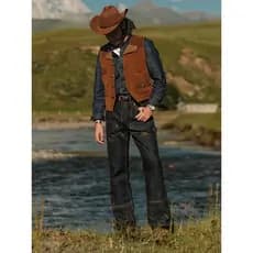 Série Ocidental 16.4 OZ Western Logg 3.0 Micro Queimado 747 Bordado Paris Fivela Botas Calças MBBCAR Estreito