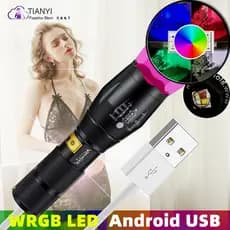 Lanterna de fonte de luz de quatro cores de carregamento rápido USB W RGB LED foco retrátil fotografia luz de preenchime