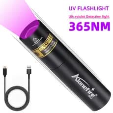Lanterna pequena de liga de alumínio ultravioleta UV USB recarregável Mini lanterna com foco elástico 365NM lanterna rox