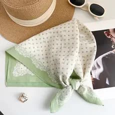 Polka Dot Bowknot All-Match Algodão All-Match Pequeno Lenço Quadrado Decoração Feminina Lenço de Proteção de Pescoço Pro