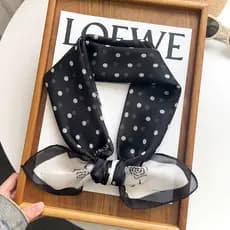Polka Dot Yayun fio lenço de seda pequeno lenço quadrado feminino versão coreana All-Match viagem foto lenço protetor so