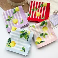 Primavera verão literário puro algodão limão pequeno lenço quadrado 65x65 lenço de seda feminino pescoço cachecol protet