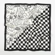 Checkerboard pequeno lenço de seda feminino pequeno lenço quadrado versão coreana All-Match lenço decorativo primavera o