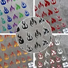 Europeu americano venda quente Manicure chama adesivos cor do prego 5d cor oco japonês Ultra-fino adesivos completos rem