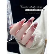 Estilo japonês Haze azul camélia Manicure rosa uso misto jóias de unhas bola de aço strass tridimensional pacote de Mate