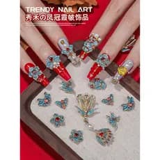 Estilo chinês novo estilo chinês Phoenix coroa Xiayi zircão loja de unhas Xiuhe casamento jóias de unhas noiva vestindo