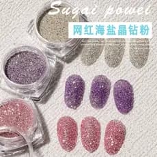 Estilo japonês Manicure sal marinho cristal diamante em pó lantejoulas luz roxo fada Aurora Super piscando lã diamante e