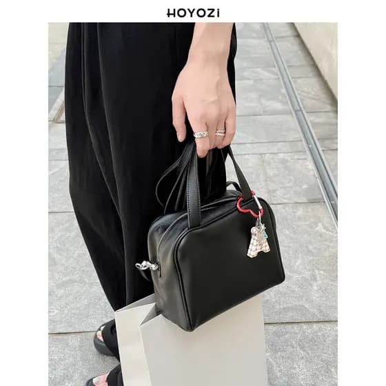 [Bolsa Xiaoyoujia] HOYOZI Couro Genuíno Quadrado Pequena Bolsa de Ombro Feminina 2026 Bolsa Mensageiro de Ombro