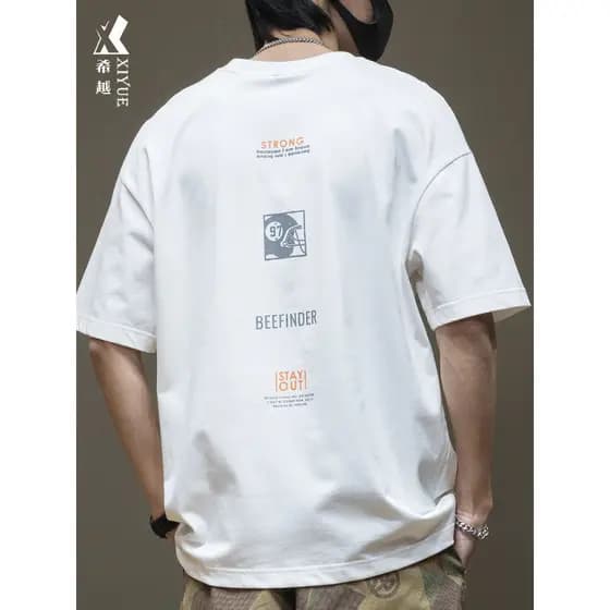 Verão Street Wear pesado 300g camiseta masculina de manga curta solta tamanho grande masculino mais gordura Extra grande