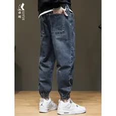 Primavera novo estilo Street Wear Leggings Jeans masculino solto tamanho grande esportes Harem calças masculinas All-Mat