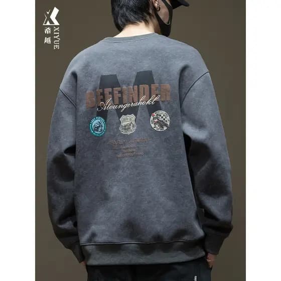 Forro de lã pesado moletom masculino 2026 primavera outono novo estilo solto tamanho grande mais gordura mais grandes ho