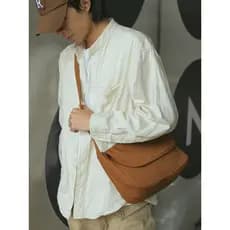 Sobag laranja japonês simples Commuter mensageiro bolsa de lona masculino Unisex Retro de um ombro rua na moda legal sac