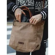 Sobag Retro estilo Hong Kong Commuter Diagonal lona grande saco masculino camelo estilo japonês rua na moda Unisex zíper