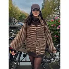 [Em Estoque] Cardigã Feminino de Tricô com Gola - Casaco de Inverno com Bolsos - Promoção de Julho de 2026 ZBIC