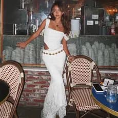 Conjunto Elegante de Verão Suninheart 2025, Top Longo com Amarração e Saia Longa, Conjunto de Vestido Longo para Festa U