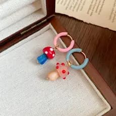 Pinkdudu Brincos De Bola De Cogumelo Retrô Fofos Com Design Criativo Pendurados Para Mulheres PD2480