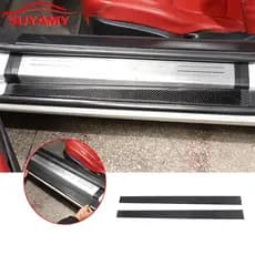 Fibra De Carbono Macio Pedal De Boas-Vindas Porta Limiar Tira Guarnição Adesivos Para Jaguar F-TYPE 2013-2022 Acessórios